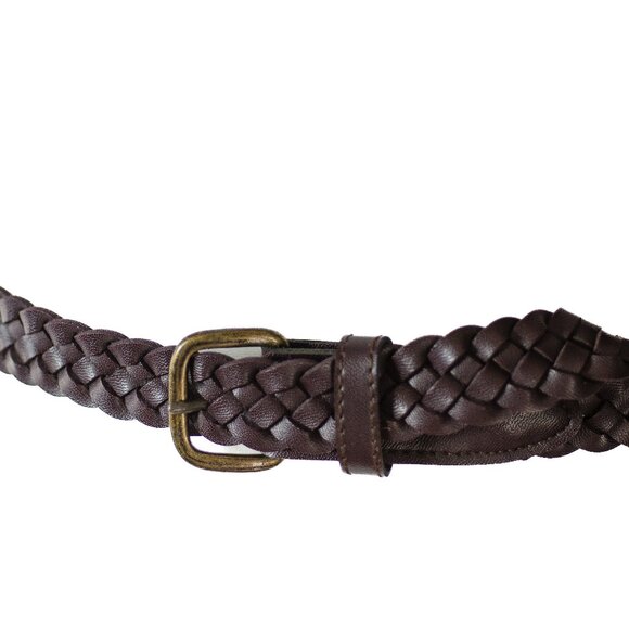 Brown Braided Faux Leather Belt Vintage 90s Never Worn - Picture 2 of 6